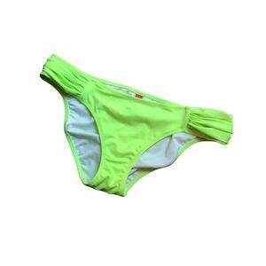 Victoria’s Secret Neon Lime Green ruched sides bikini bottoms size S